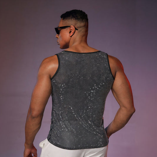 Men's Sexy Muscle Top Mesh Fishnet Tank Top - image 1