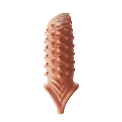 Reusable Silicone Penis Sleeve Glans Penis Enlarger Extender - Bump - Beige - image 6