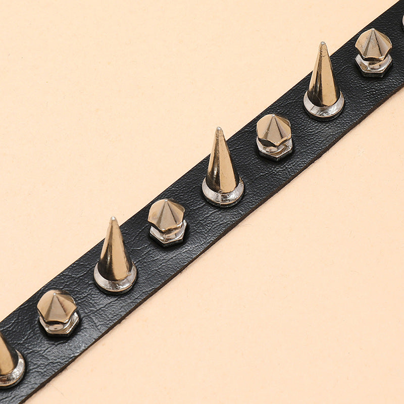 Spiked Sm Leather Collar - image 2