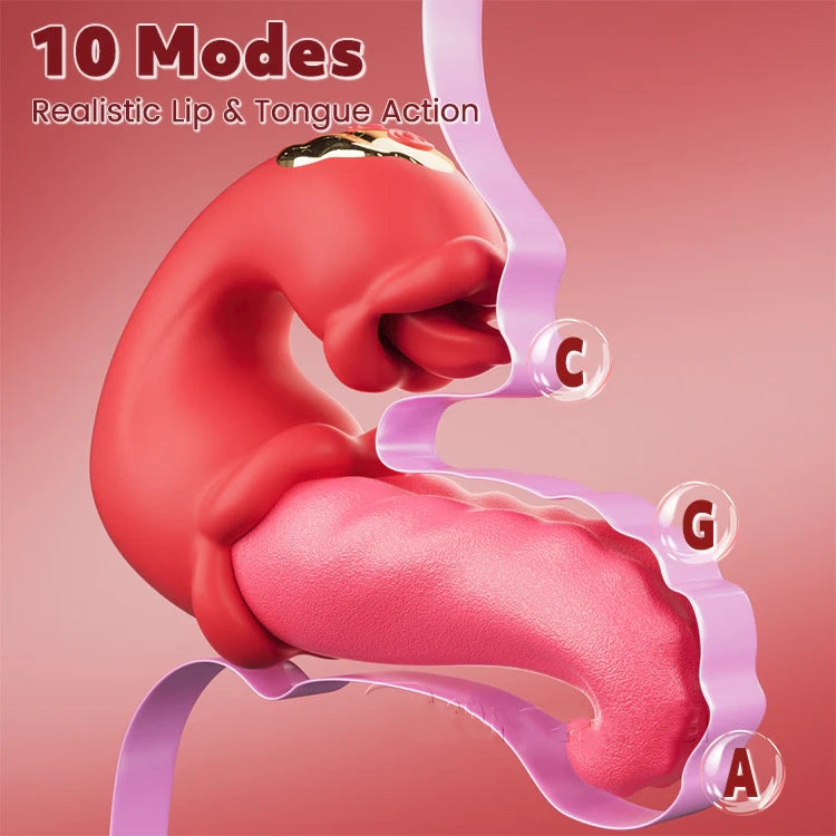 Rose Tongue Clit Licking Dual Vibrator Dildo - image 6