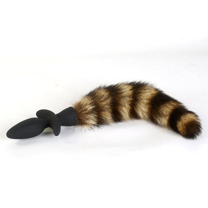 Detachable Fox Tail Silicone Anal Plug - Raccoon Tail - image 3