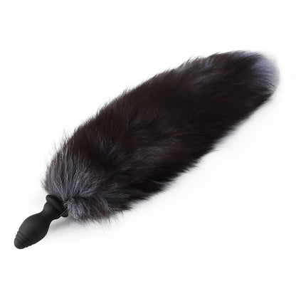Detachable Fox Tail Vibrating Anal Plug with Remote - Black Vibrating - image 11