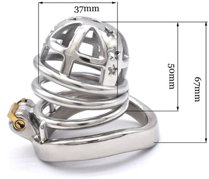 Metal Chastity Cage with Stars - image 3