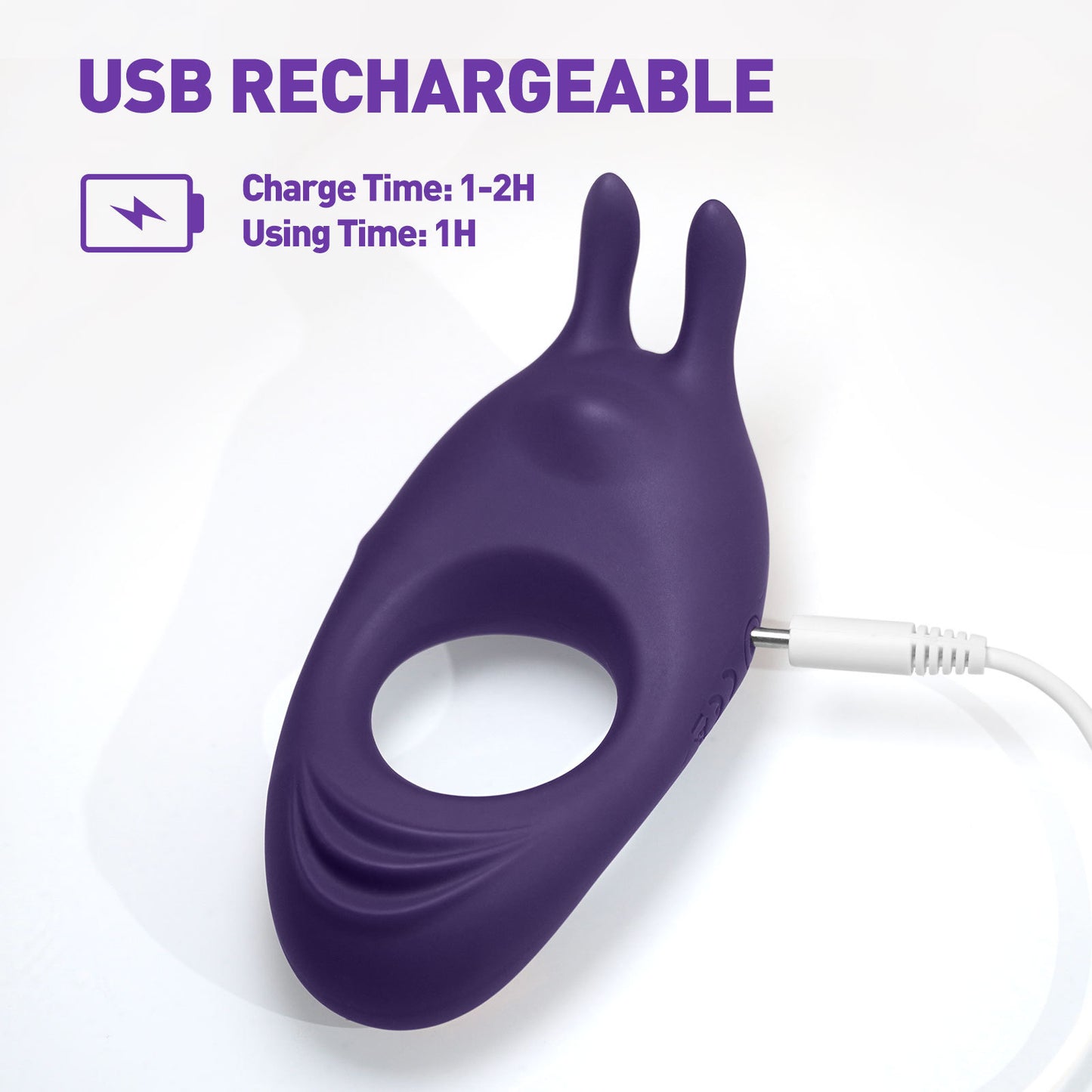 9 Vibrating Rabbit Purple Cock Ring - image 1