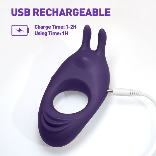 9 Vibrating Rabbit Purple Cock Ring - image 1