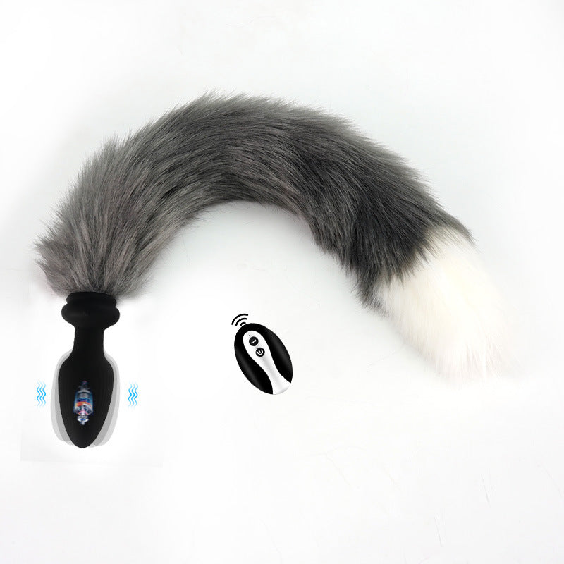 Multicolor Fox Tail Light Up Butt Plug - Grey & White - image 28