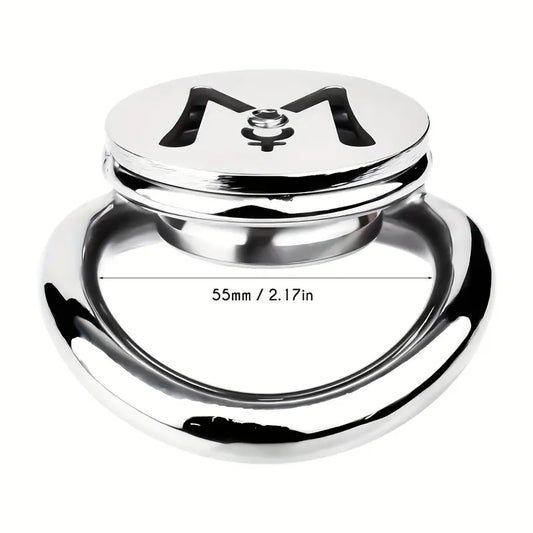 M-shaped Flat Stainless Steel Negative Inverted Chastity Penis Lock Cage - 55mm - image 1