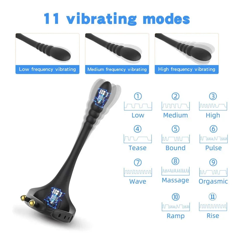 11 Vibrating Mode Cock Ring Anal Plug  - image 1
