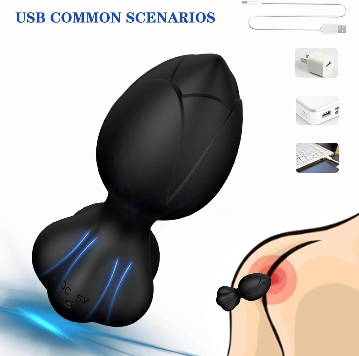 Rose Silicone Butt Plug Vibrator - image 1