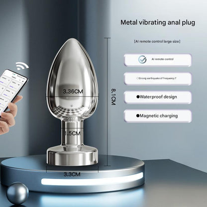 Remote Controlled Stainless Steel Vibrating Anal Plug - Large Size - App Control - image 4