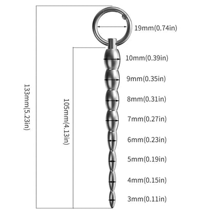 Stainless Steel Beaded Urethral Sound – Gradual Size Trainer for Deep Stretching & Intense Play - S - image 7