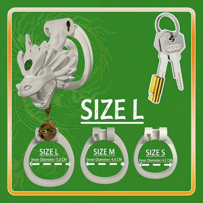 Dragon Guardian Bell Collar Chastity Cage - Green - L - image 0