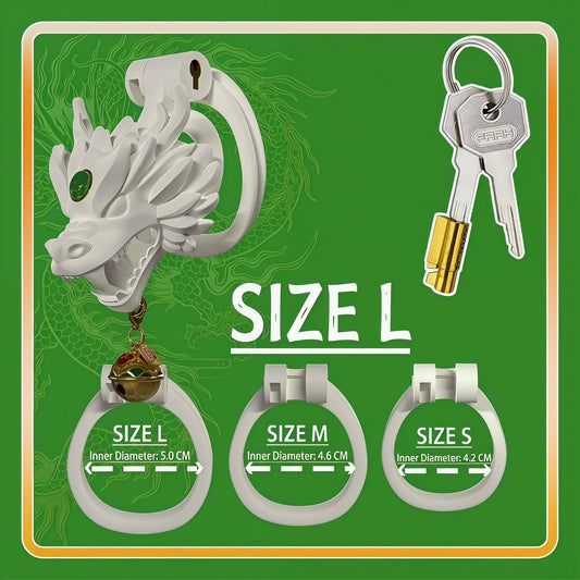 Dragon Guardian Bell Collar Chastity Cage - Green - L - image 0
