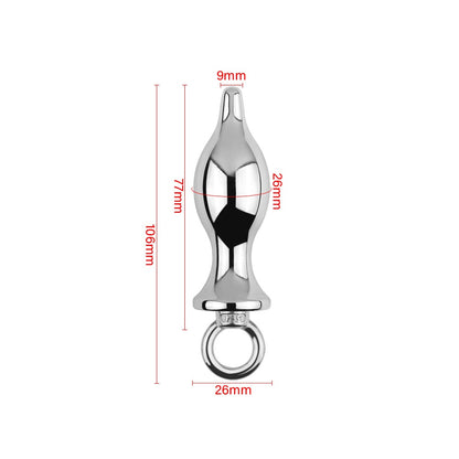 Metal Anal Plug with Pull Ring - S - image 0