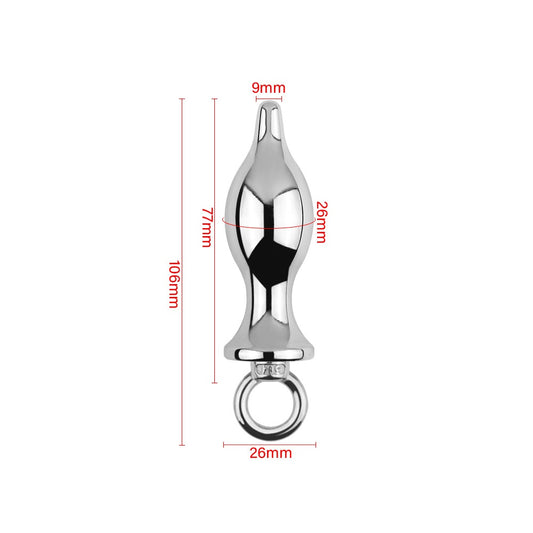 Metal Anal Plug with Pull Ring - S - image 0