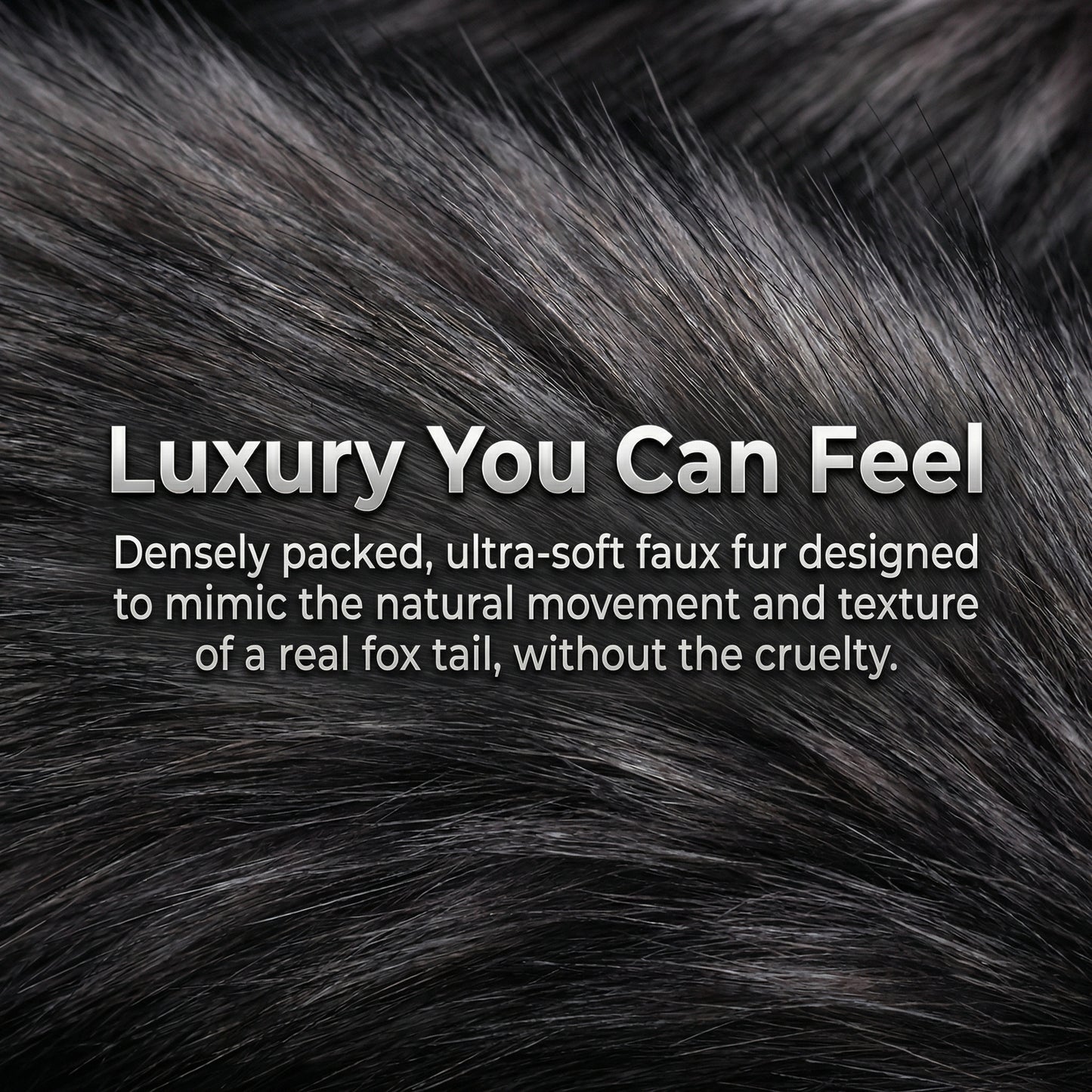 Dark Gray Fox Tail Butt Plug • 18.1 Inch Tail - image 2