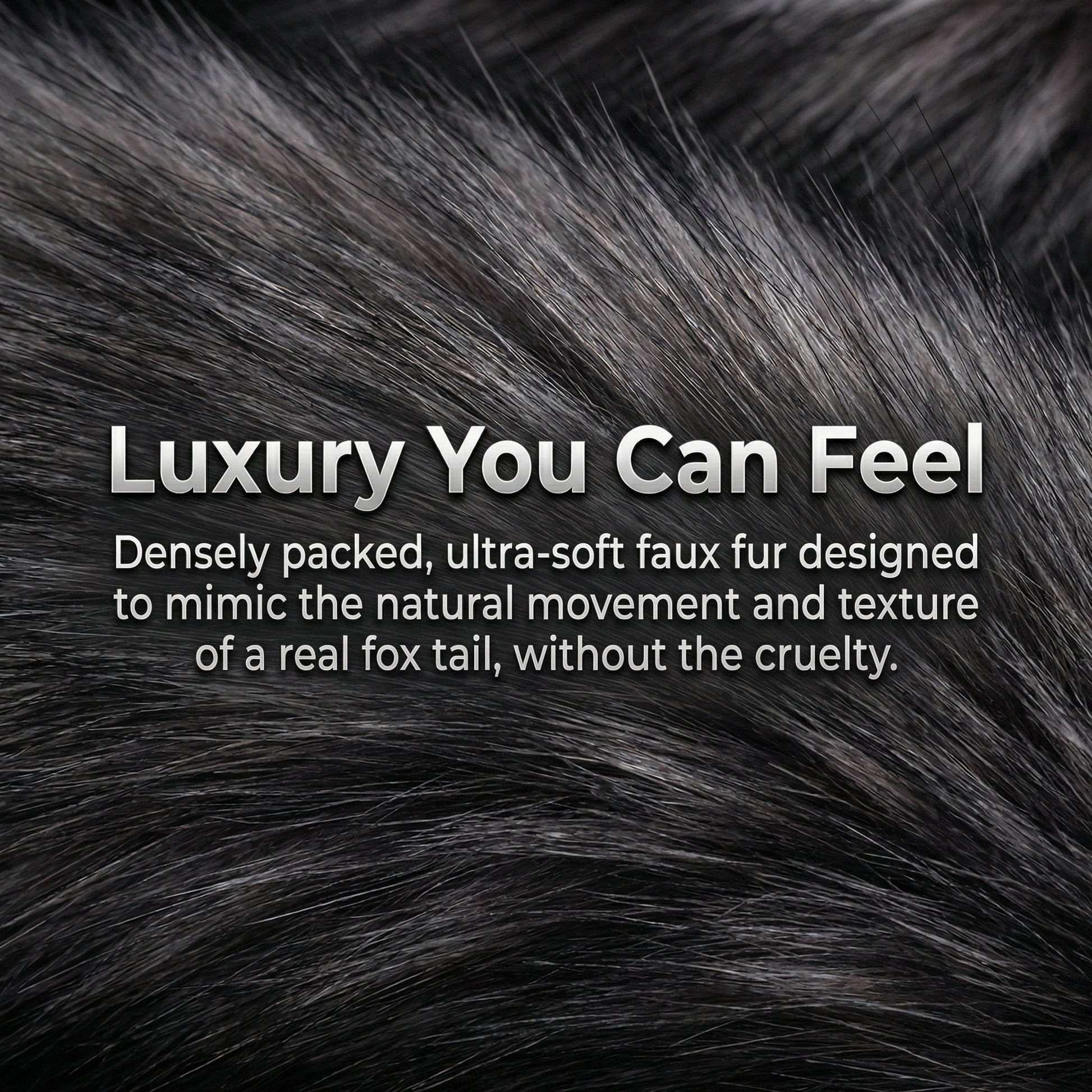 Dark Gray Fox Tail Butt Plug • 18.1 Inch Tail - image 2