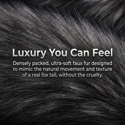Dark Gray Fox Tail Butt Plug • 18.1 Inch Tail - image 2