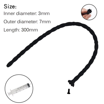  Silicone Hollow Urethra Sound To Stimulate The Plunger Masturbation - Black-7mm-syringe - image 10