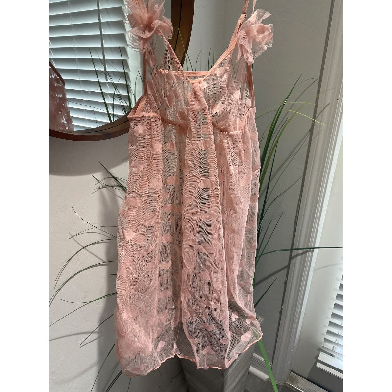 Pink Hearts Babydoll Nightie - Adjustable Straps Sexy Sleepwear - image 3