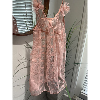 Pink Hearts Babydoll Nightie - Adjustable Straps Sexy Sleepwear - image 3
