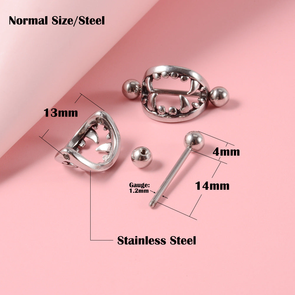 Beast Mouth Fang Nipple Piercing Jewelry Ring - image 1
