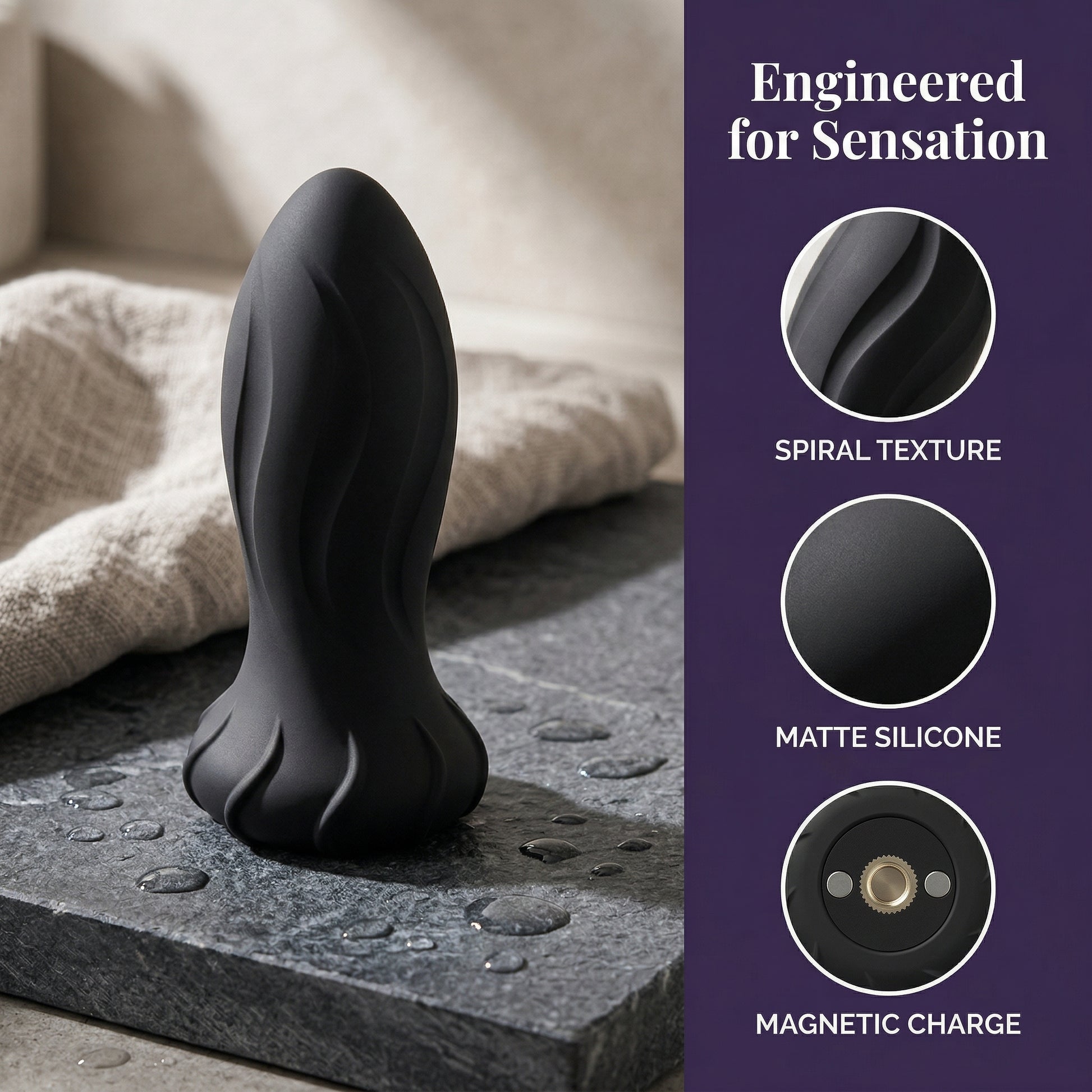 Remote Control Spiral Texture Vibrating Anal Massager - image 6