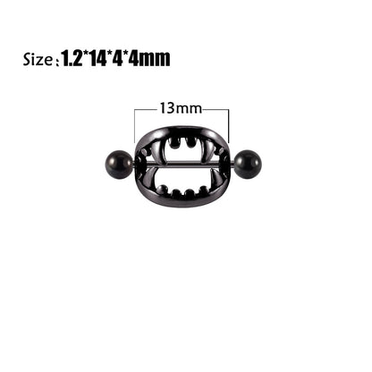 Beast Mouth Fang Nipple Piercing Jewelry Ring - black - image 6