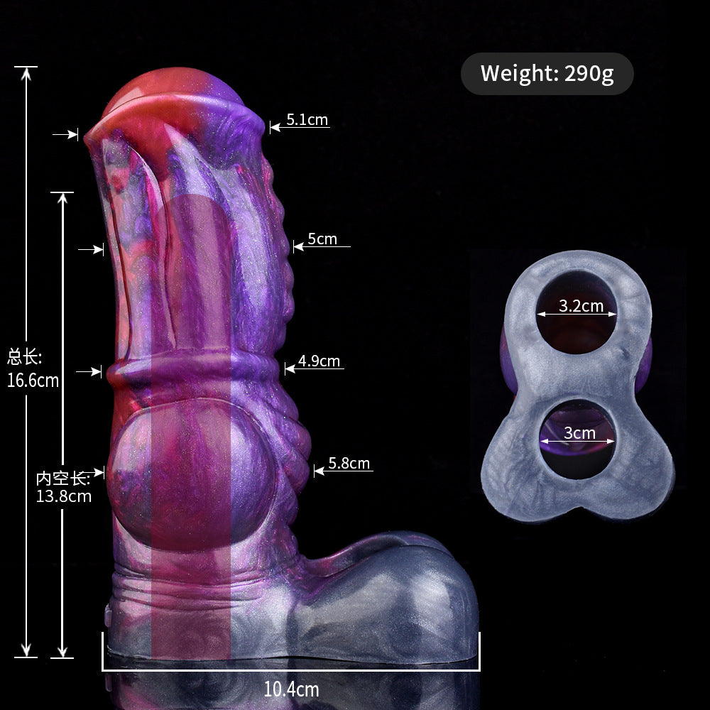 Silicone Cock Sleeve Monster Dragon Big Knot Penis Extender - E - image 10