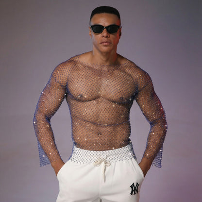 Starluxe Mesh Sparkle Top – Style A - Blue - 27.56 in - image 5