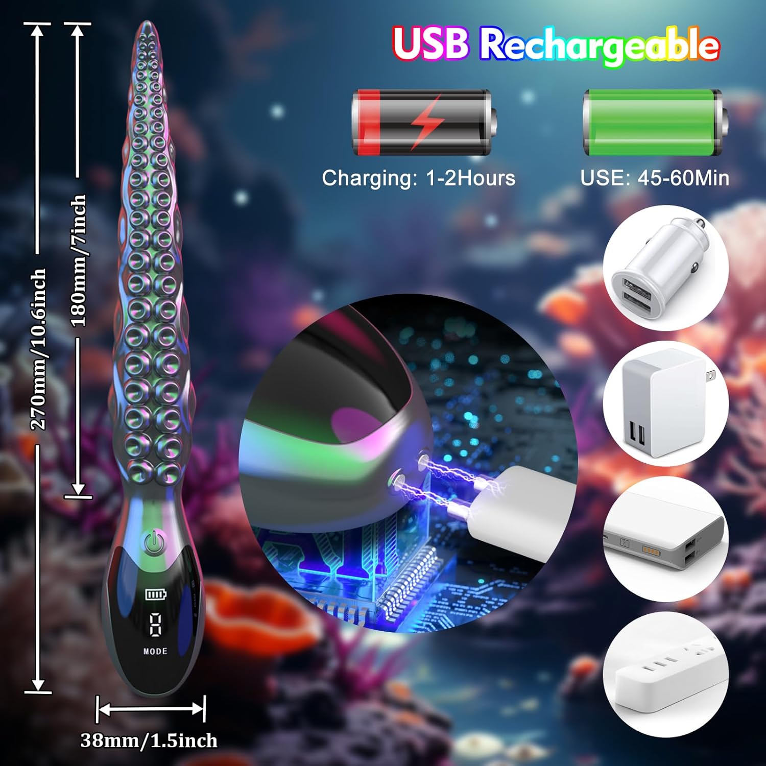 Octopus Tentacle Vibrator LED Display Monster Dildo - image 1