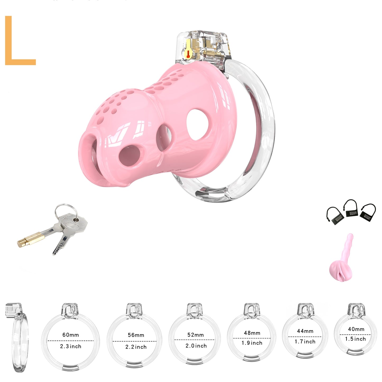 Elastic Male Chastity Cage - Light Pink - L - image 14