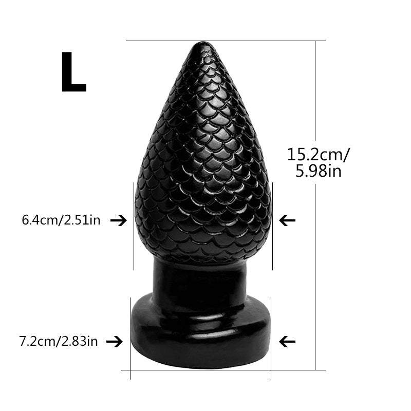 Textured Silicone Butt Plug  - Black L - image 9