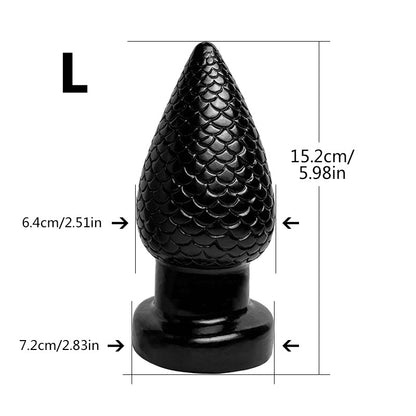 Textured Silicone Butt Plug  - Black L - image 9