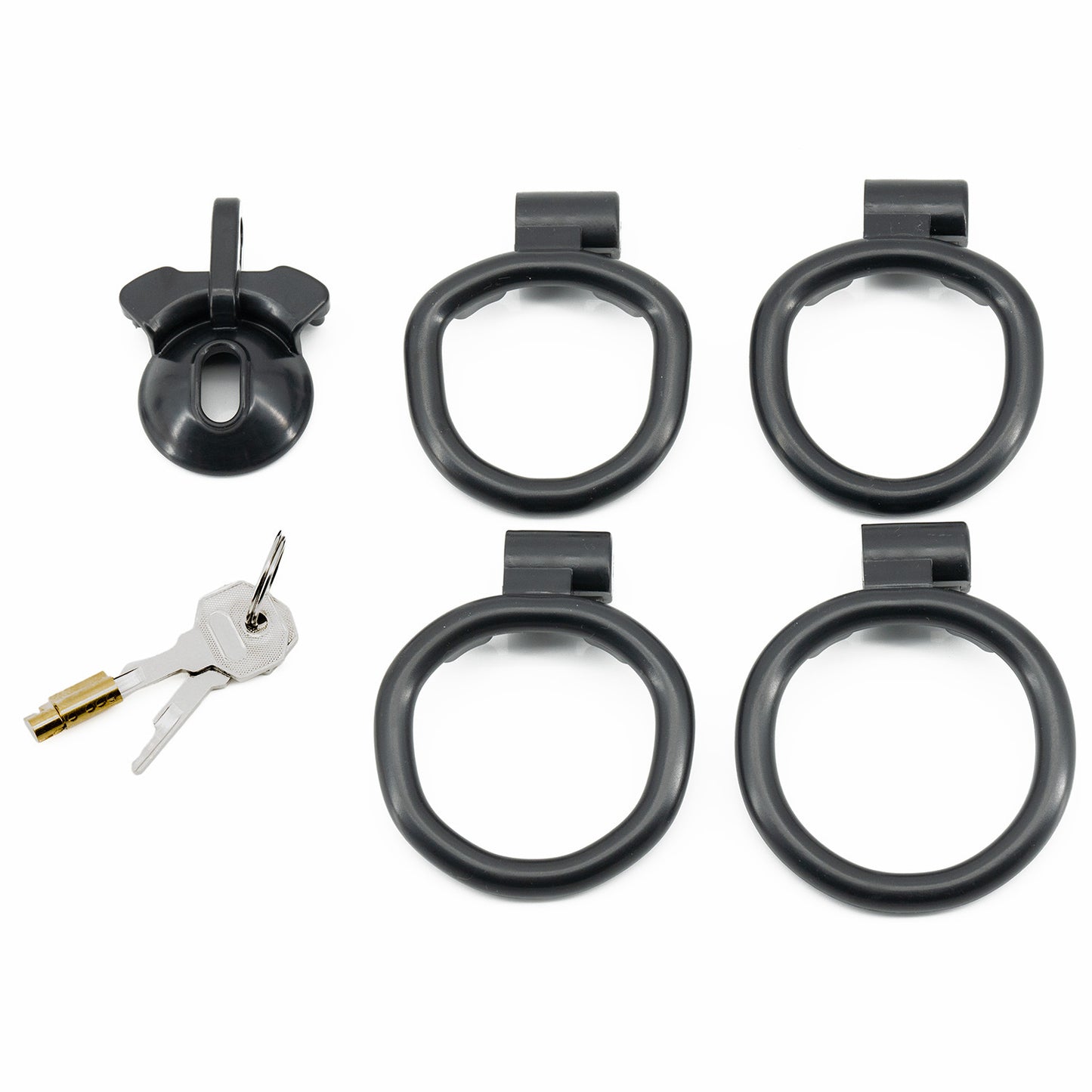 5 Colors Sissy Chastity Cage with 4 Rings - Black - negative - image 4
