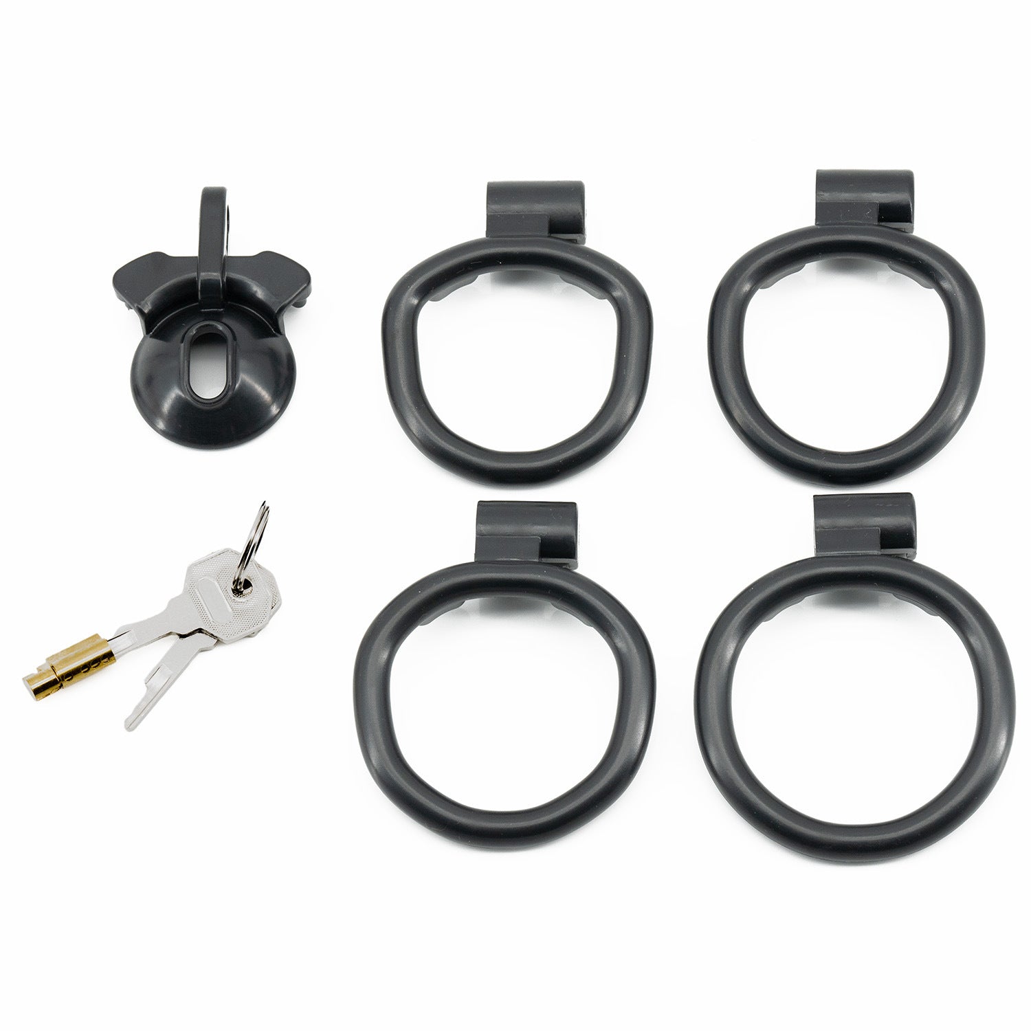 5 Colors Sissy Chastity Cage with 4 Rings - Black - negative - image 4