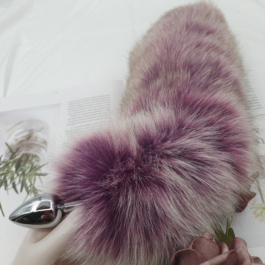 Soft Lavender Purple Handmade Detachable Plug Fox Tail - 50cm - image 1