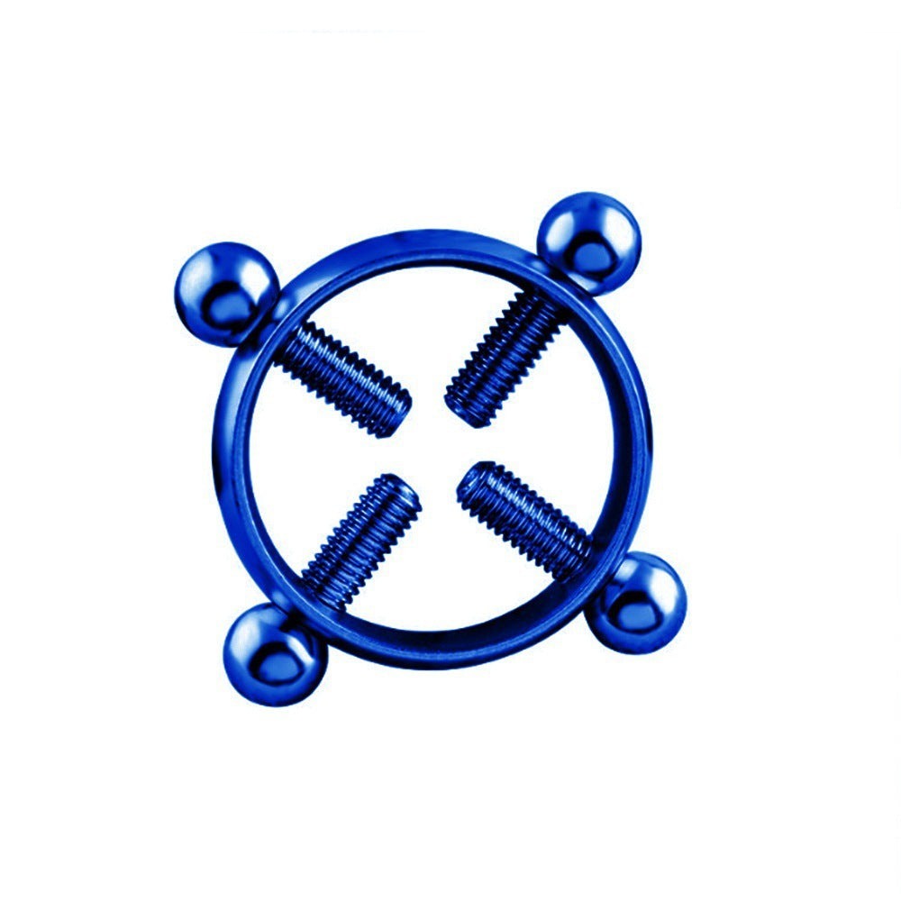 Cross Nipple Ring - Blue - image 7
