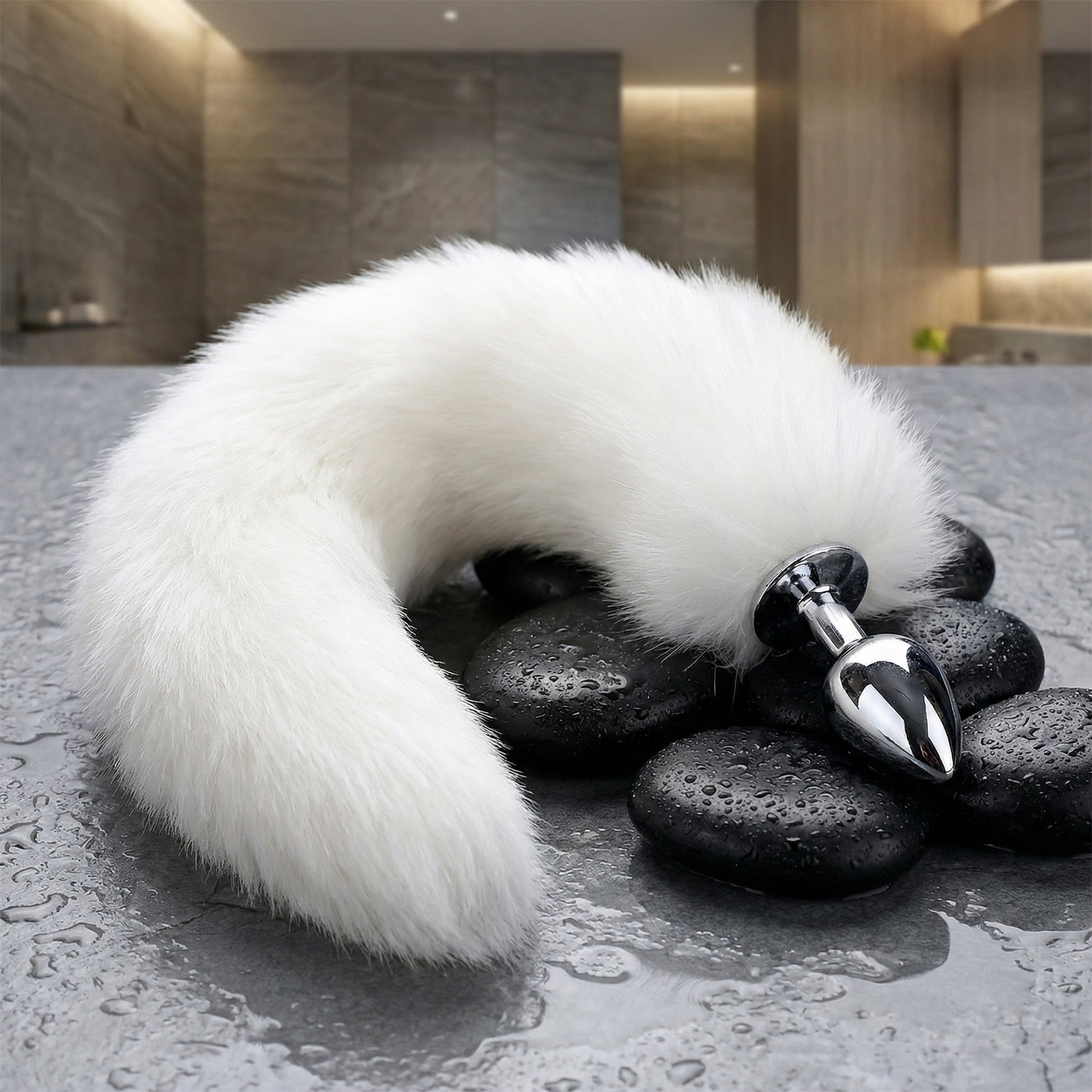 White Fox Tail Butt Plug • 18.1 Inch Tail - image 4