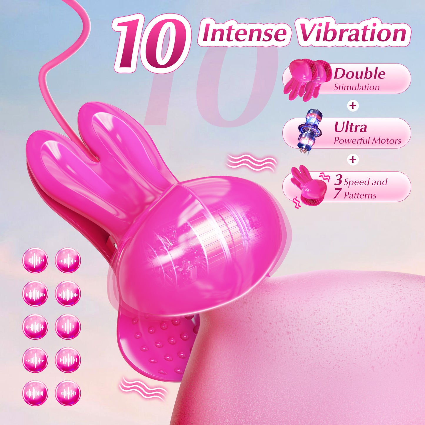 FluffyPulse Bunny – Hanging Rabbit Nipple Vibrator - image 4