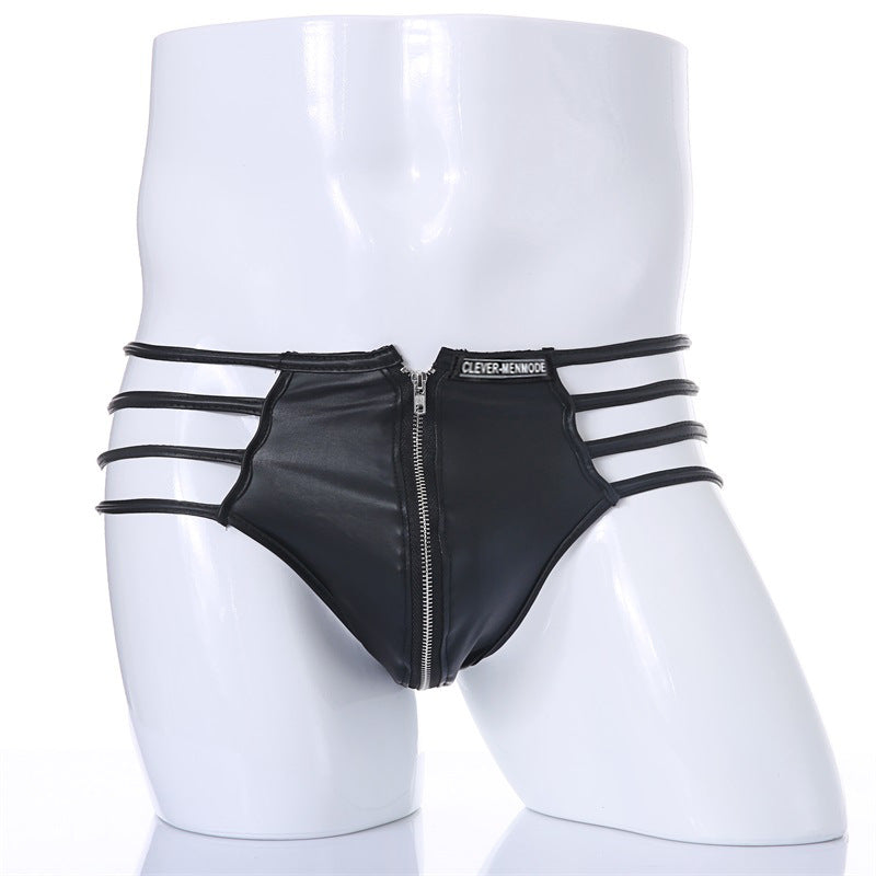 Sexy Men's Underwear Lingerie Thong with Front Zipper - Black - One size fits all - image 7