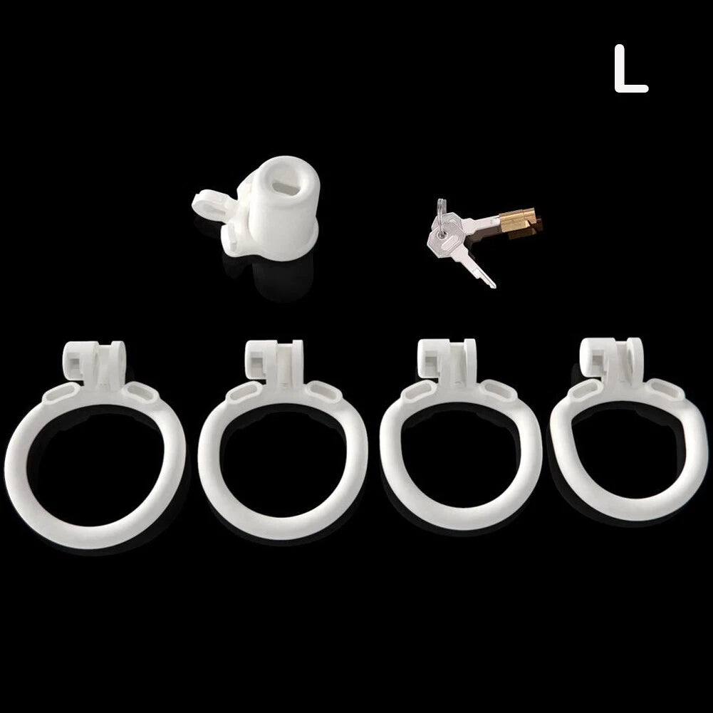 Narrow Chastity  With 4 Sizes Rings And Invisible Lock - White - L - image 5