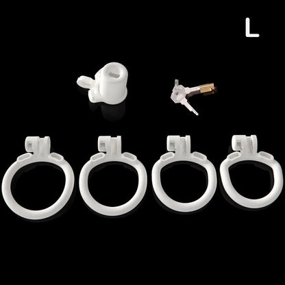 Narrow Chastity  With 4 Sizes Rings And Invisible Lock - White - L - image 5