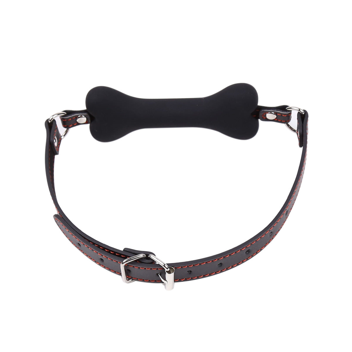 Silicone Bone SM Mouth Gag - Black - Buckle - image 2