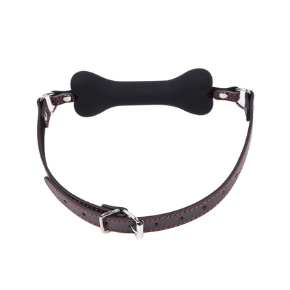Silicone Bone SM Mouth Gag - Black - Buckle - image 2
