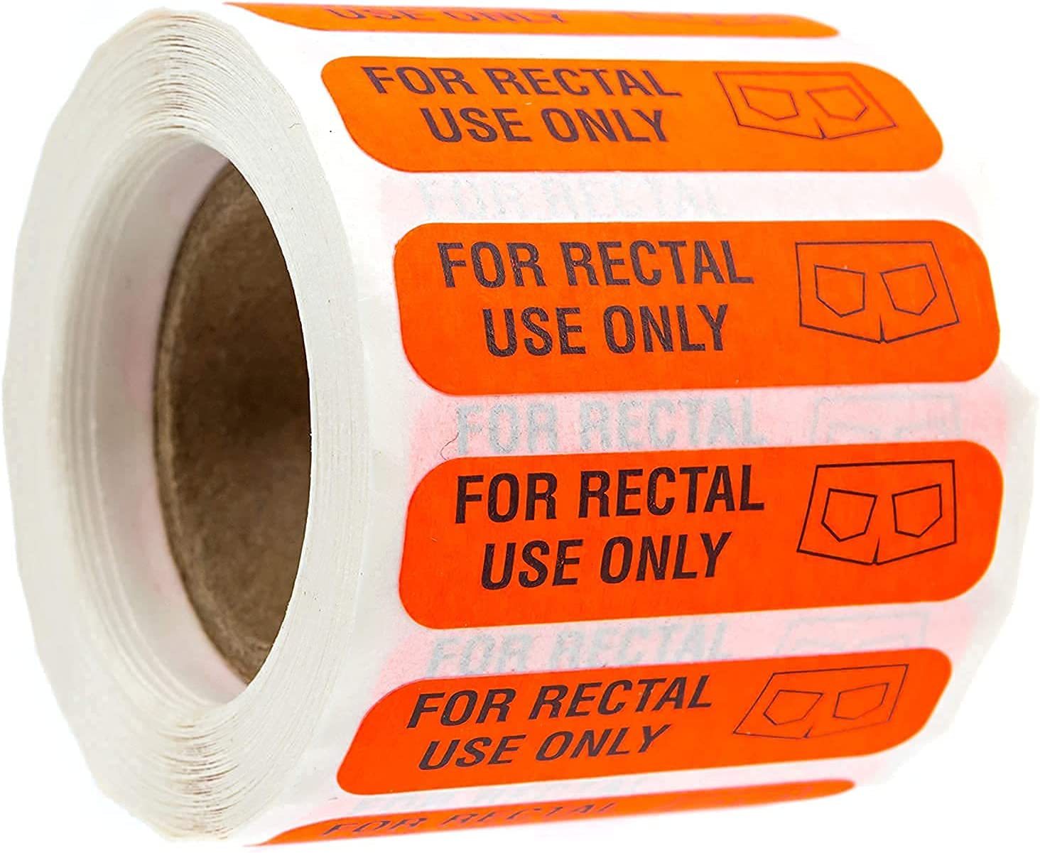 Rectal Use Only Stickers  - Orange - 3.81*0.95cm - image 0