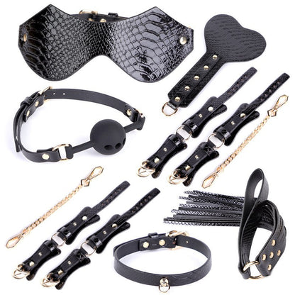 7-Piece Snake-Skin Bondage Set (Case Sold Separately) - Black - image 3