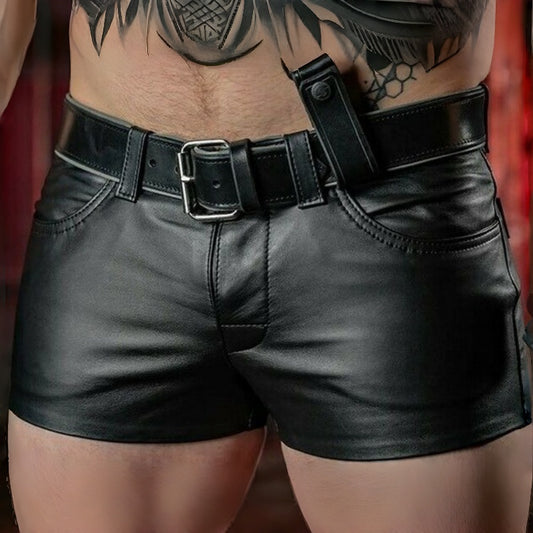 Mens Sheep Leather Shorts - 5XL - Black - image 0