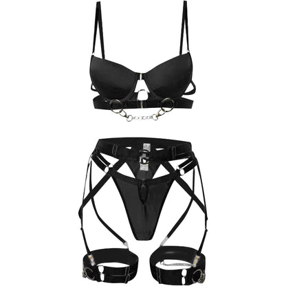 Chain Reaction Bondage Lingerie Set - Black - L - image 1