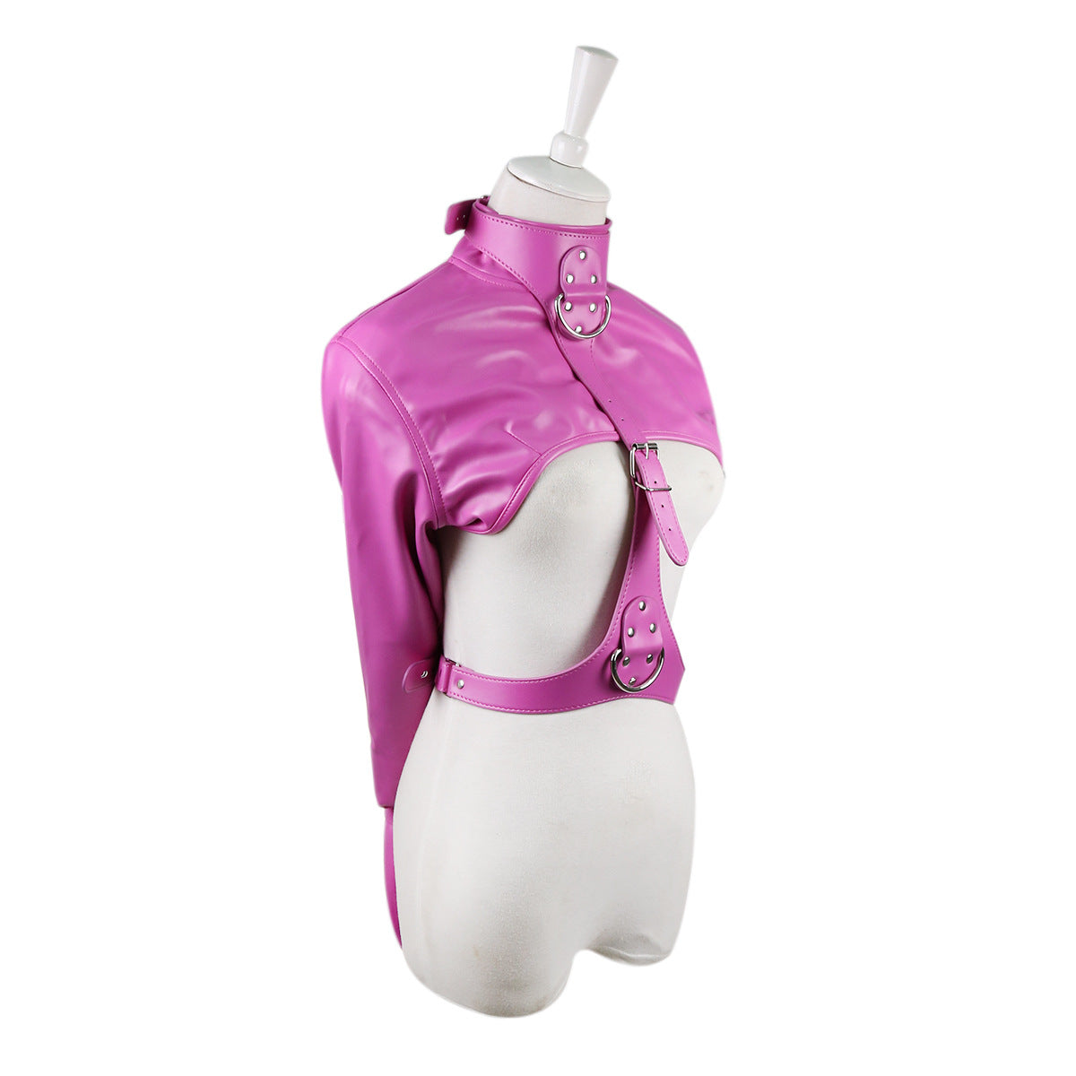 PU Leather Straitjacket Restraint Bondage Fetish Harness - Pink - image 6